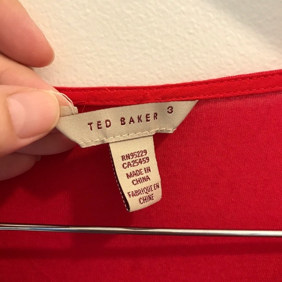 Ted Baker Red Ribbon Top 3 Medium Short Sleeves - Picture 5 of 7